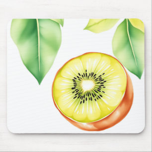 Tapis De Souris Kiwi juteux en aquarelle sur Arrière - plan blanc