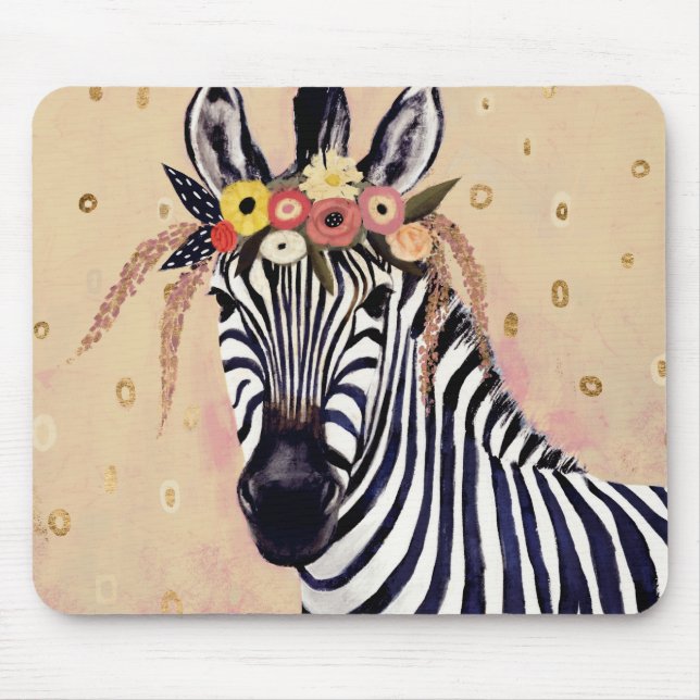 Tapis De Souris Klimt Zebra | Orné De Fleurs (Devant)