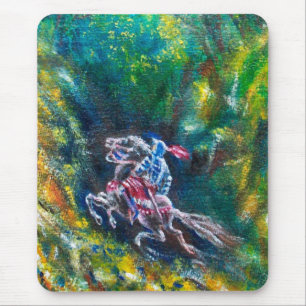 TAPIS DE SOURIS KNIGHT LANCELOT, CHEVAL EN FORÊT VERTE