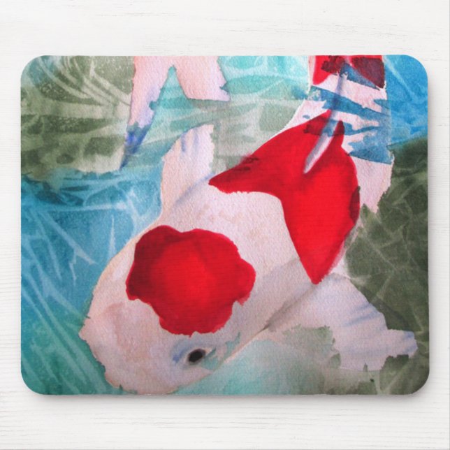 Tapis De Souris Kohaku Koi 2 Art de poissons à l'aquarelle japonai (Devant)