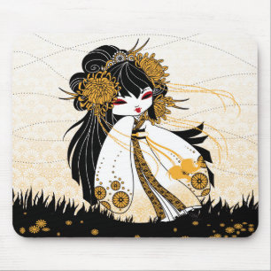 Tapis De Souris kokeshi chrysanthème