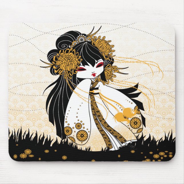 Tapis De Souris kokeshi chrysanthème (Devant)