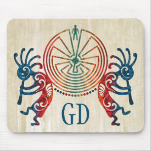 Tapis De Souris KOKOPELLI / MAN IN THE MAZE + votre monogramme