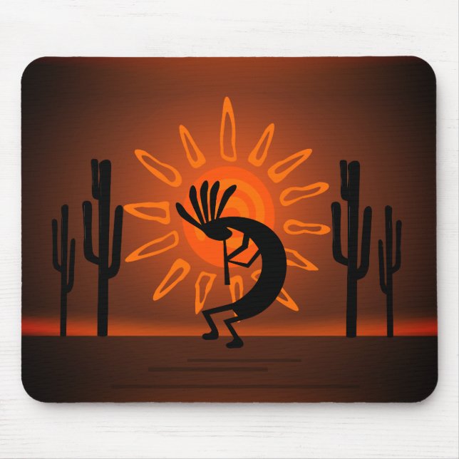 Tapis De Souris Kokopelli Soleil Bronzé Mousepad (Devant)