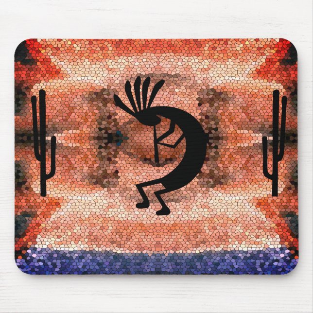 Tapis De Souris Kokopelli Sunset Mosaic Sud-Ouest du désert (Devant)