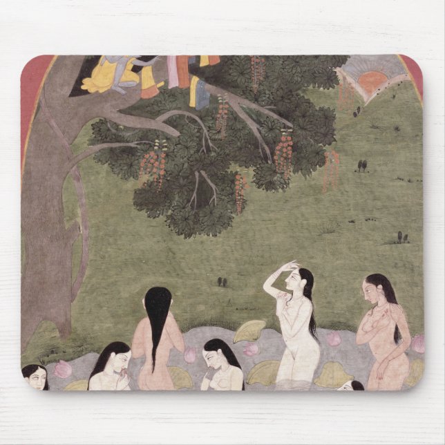 Tapis De Souris Krishna avec les vêtements des filles de vache, (Devant)