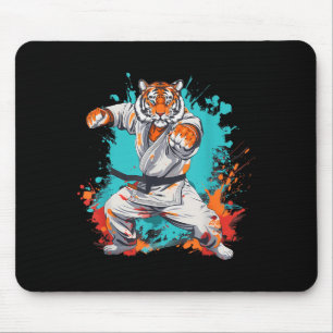 Tapis De Souris Kung Fu Tigre Aquarelle Arts Martiaux Jiu-Jitsu