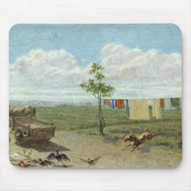 Tapis De Souris La basse cour (huile sur la toile) (Devant)