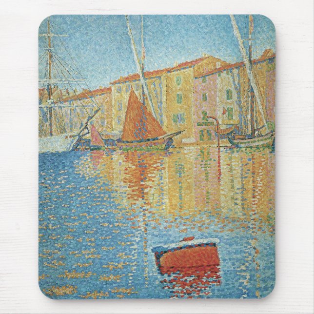 Tapis De Souris La Bouée Rouge par Paul Signac, Pointillisme Vinta (Devant)
