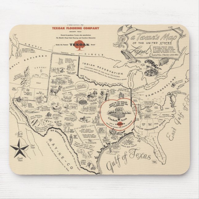 Tapis De Souris La carte des États-Unis par les Texans (Devant)