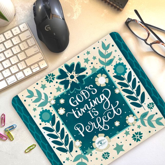 Tapis De Souris La citation florale inspirante du temps de Dieu (Créateur téléchargé)