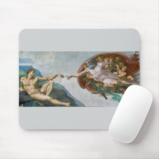 Tapis De Souris La Création d'Adam (v. 1511) | Michelangelo (Avec souris)