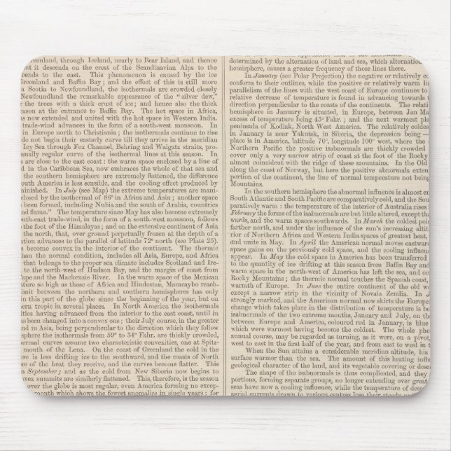 Tapis De Souris La distribution de la chaleur dans le monde contin (Devant)