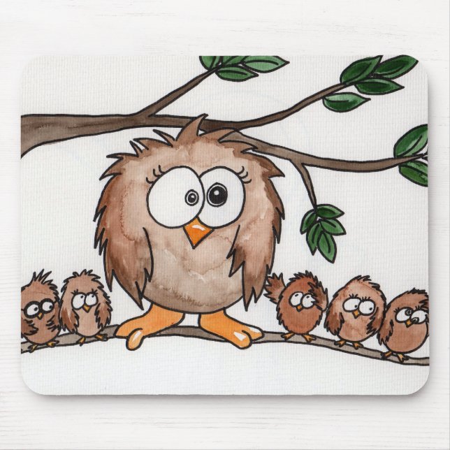 Tapis De Souris La famille de hibou (Devant)