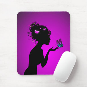 Tapis De Souris La femme papillons violets