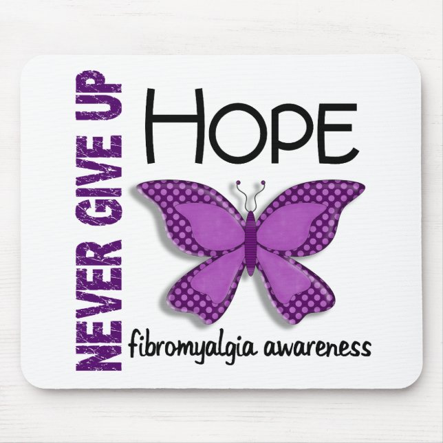 Tapis De Souris La fibromyalgie n'abandonnent jamais le papillon (Devant)