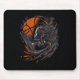 Tapis De Souris La fille qui joue au basket-ball Graphisme pour le