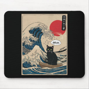 Tapis De Souris La Grande Vague Kanagawa Chat de Surf Japonais Drô