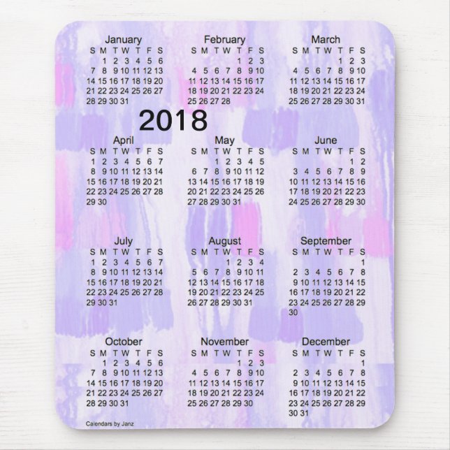 Tapis De Souris La lavande 2018 allume le calendrier de gros (Devant)