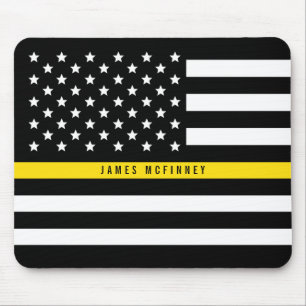 Tapis De Souris La ligne jaune mince drapeau américain