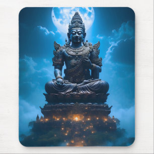 Tapis De Souris La lumière de la pleine lune du Bouddha