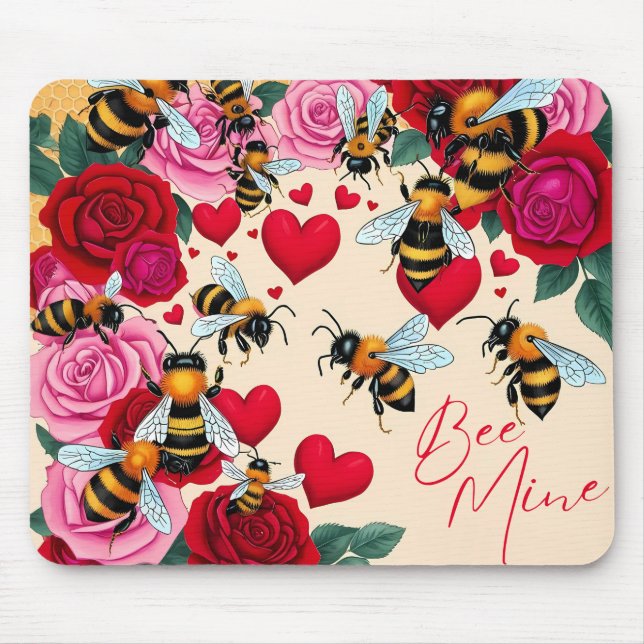 Tapis De Souris La mine d'abeilles Design floral romantique (Devant)
