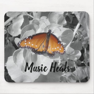 Tapis De Souris La musique guérit le papillon de monarque orange m