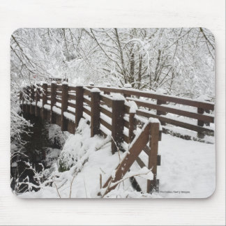 Tapis De Souris La neige a couvert le pont en bois