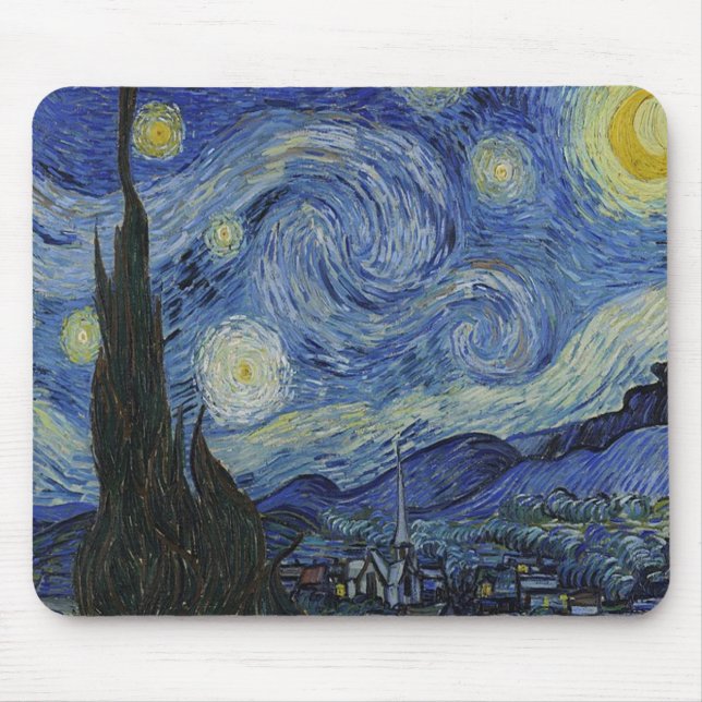 Tapis De Souris La nuit étoilée de Van Gogh (Devant)