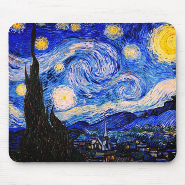Tapis De Souris La nuit étoilée par Vincent Van Gogh (Devant)