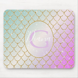 Tapis De Souris La Petite Sirène. balance d'or sur rose, turqu