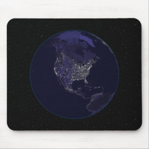 Tapis De Souris La pleine terre la nuit montrant les lumières 4 d