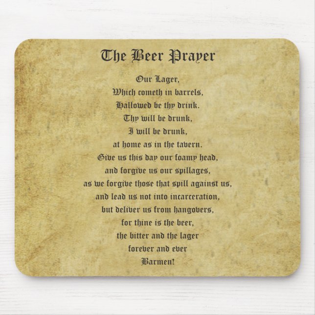 Tapis De Souris La prière de la bière (Devant)