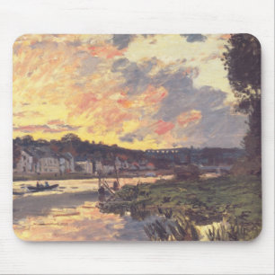 Tapis De Souris La Seine à Bougival en soirée