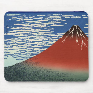 Tapis De Souris La souris fuji rouge de Hokusai