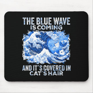 Tapis De Souris La Vague Bleue Vient Couverte De Cheveux De Chat D