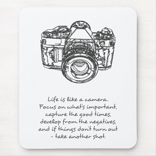 Tapis De Souris La vie est comme une citation d'appareil-photo, (Devant)