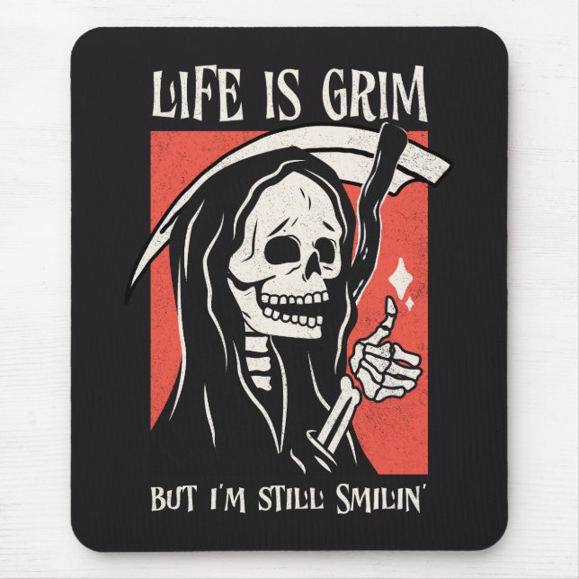 Tapis De Souris La Vie Est Grave Drôle Grave Faucheuse Drôle Jeu S (Devant)