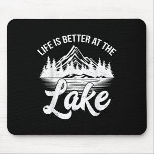 Tapis De Souris La vie est meilleure au lac drôle bateau de pêche 