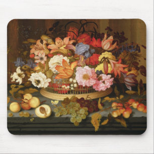 Tapis De Souris La vie toujours du fruit et d'un panier des fleurs