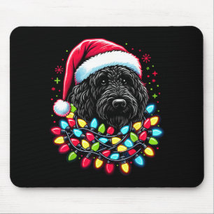 Tapis De Souris Labradoodle noir sapin de Noël Xmas lumières Doodl
