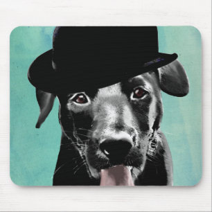 Tapis De Souris Labrador noir dans le casquette de lanceur