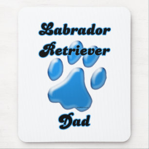 Tapis De Souris Labrador Retriever Papa Pawprint bleu