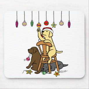 Tapis De Souris Labradors et bande dessinée d'ornements de Noël