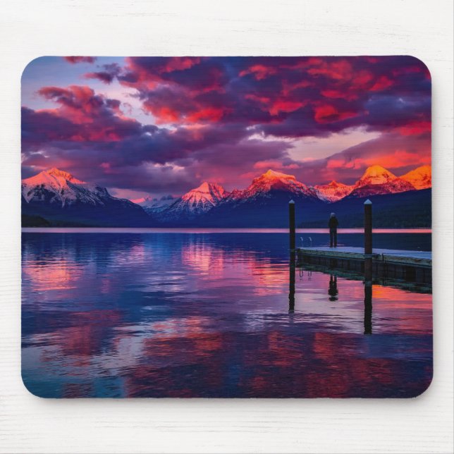 Tapis De Souris Lac McDonald, Parc national des Glaciers ciel roug (Devant)