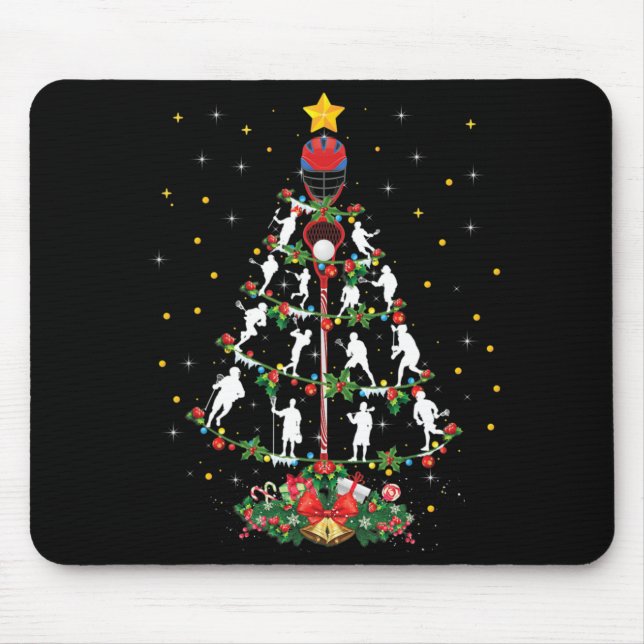 Tapis De Souris Lacrosse Sports Amoureux Xmas Santa Hat Lacrosse C (Devant)