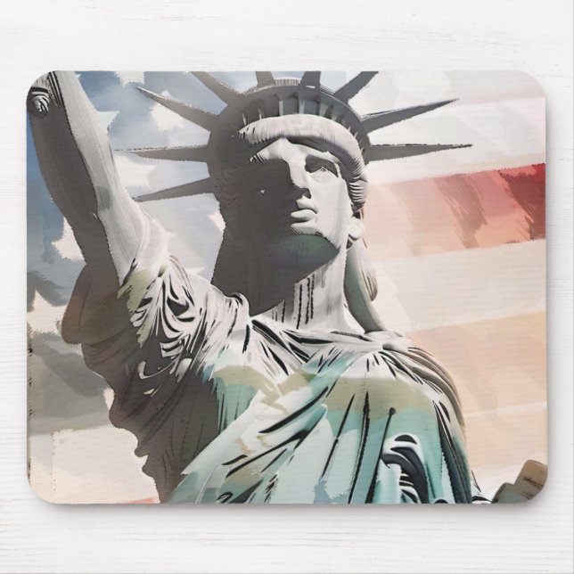 Tapis De Souris Lady Liberty et le drapeau américain (Devant)