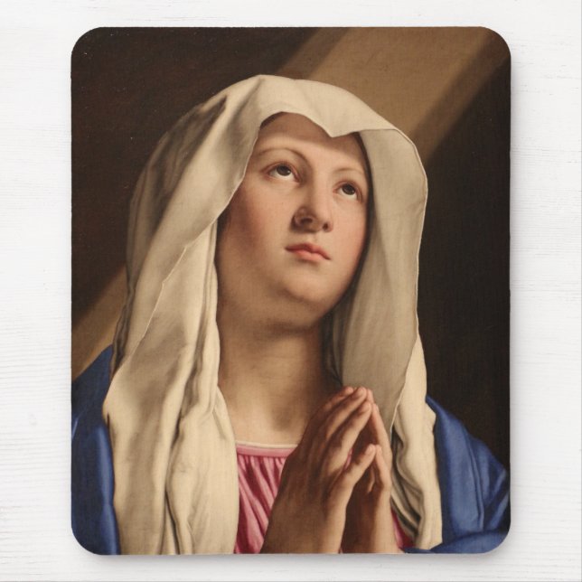 Tapis De Souris Lady Madonna Praying (Vierge Marie) (Art chrétien) (Devant)