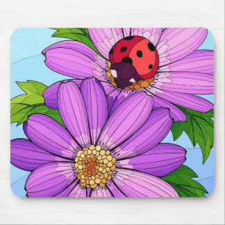 Tapis De Souris Ladybug sur Purple Daisy