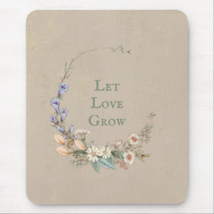 Tapis De Souris Laisser l'amour développer Script Floral Whimsy Pl